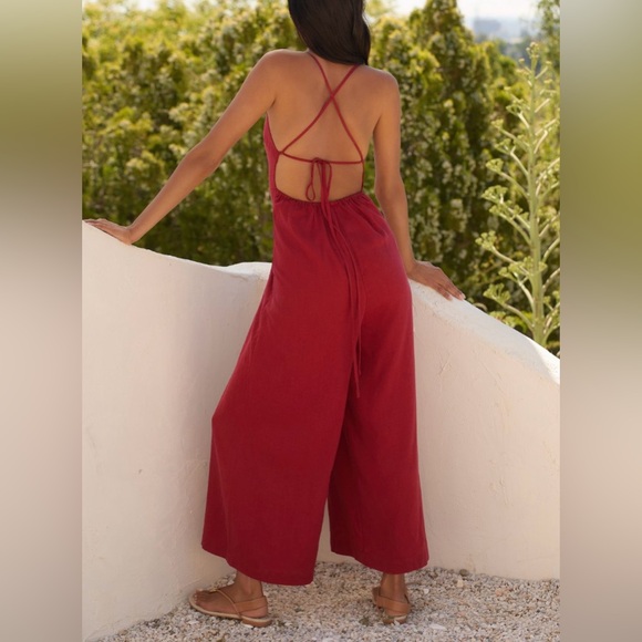 Anthropologie The Carrie Linen- Blend Wide-Leg Jumpsuit, Size M - Picture 3 of 12